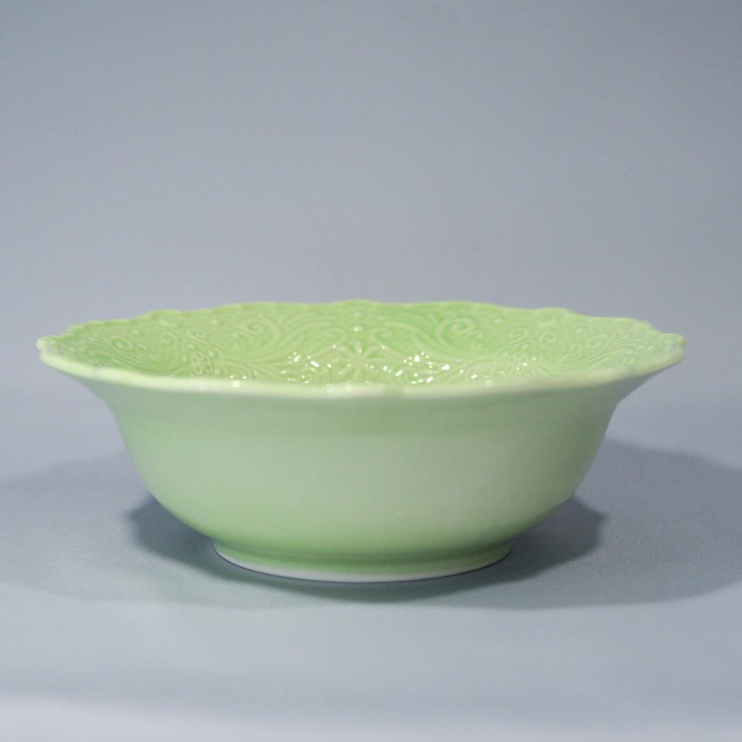 レースボウル 15cm 〈ペールグリーン〉