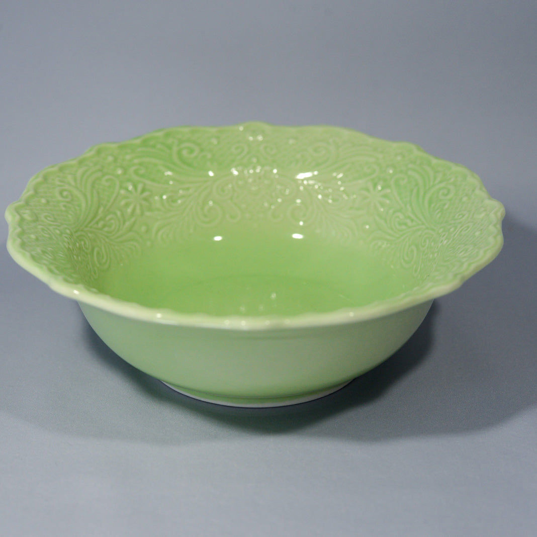 レースボウル 15cm 〈ペールグリーン〉